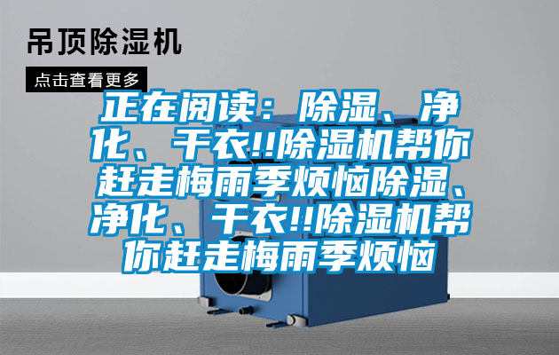 正在閱讀：除濕、凈化、干衣!!除濕機幫你趕走梅雨季煩惱除濕、凈化、干衣!!除濕機幫你趕走梅雨季煩惱